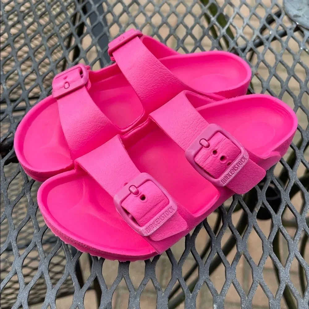 Birkenstock Little Kids Arizona EVA Sandals Pink Two-Strap Slide Sandals Size 10